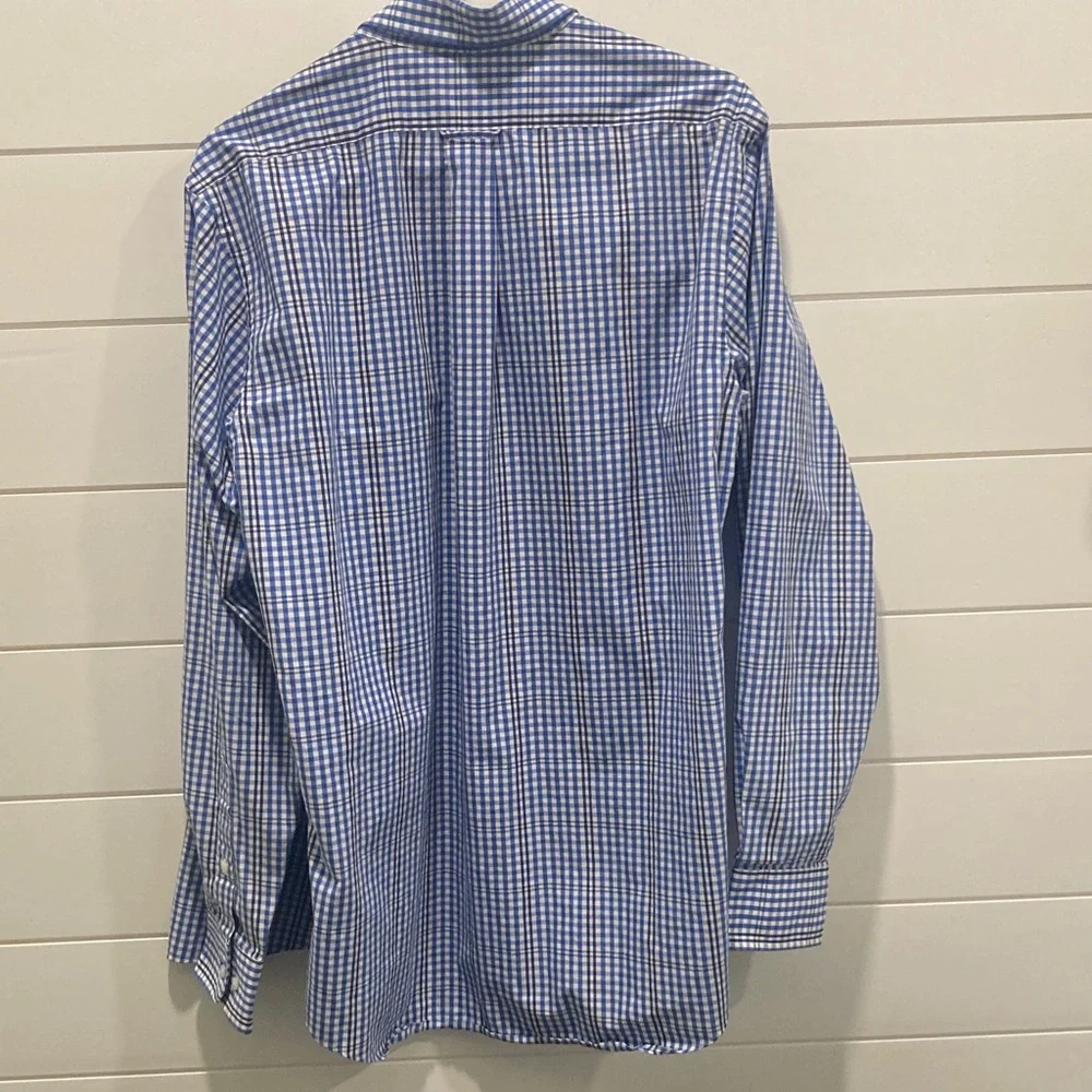 Izod Men's Blue and White Plaid Shirt - Picture 4 of 6